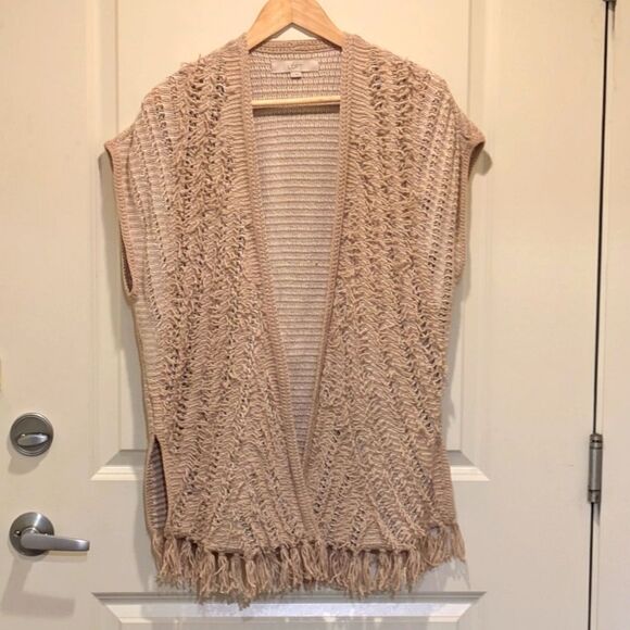 EUC Ann Taylor Loft S Chunky Sparkle Knit Fringed Cardigan - Picture 1 of 4